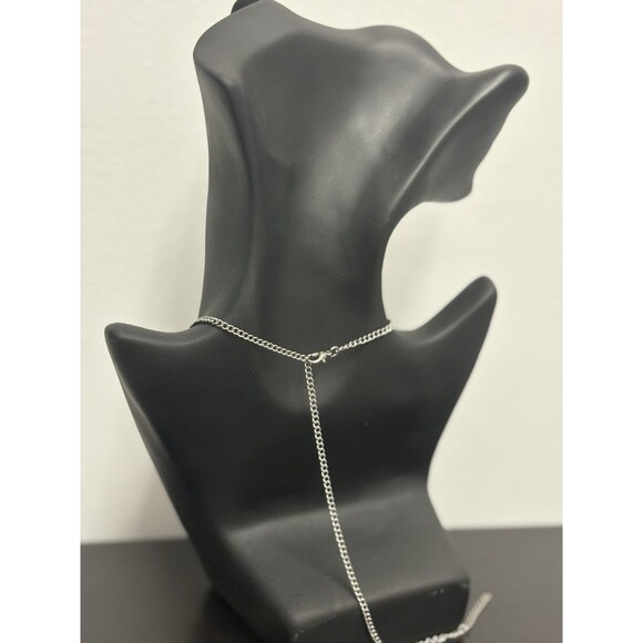 Vintage Teardrop Pendant Statement Necklace 22 Inch Chain - Picture 7 of 10